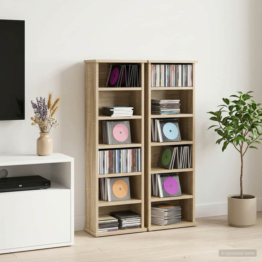 vidaXL Кабинет за CD 2 бр. Дъб сонома 60 x 17 x 92 см