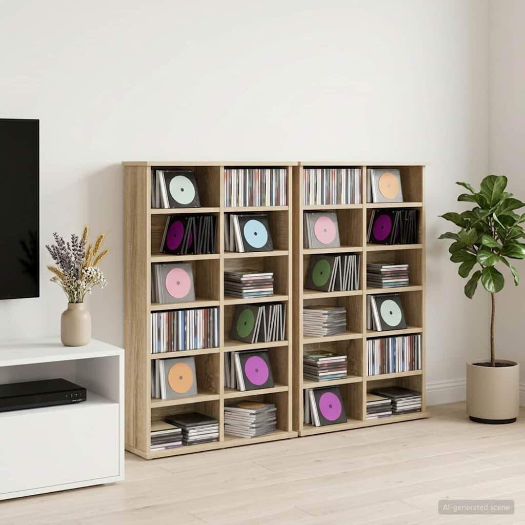 vidaXL Кабинет за CD 2 бр. Дъб сонома 60 x 17 x 92 см