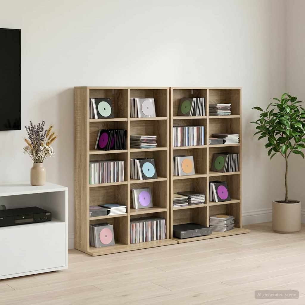 vidaXL Кабинет за CD 2 бр. Дъб сонома 65 x 235 x 975 см