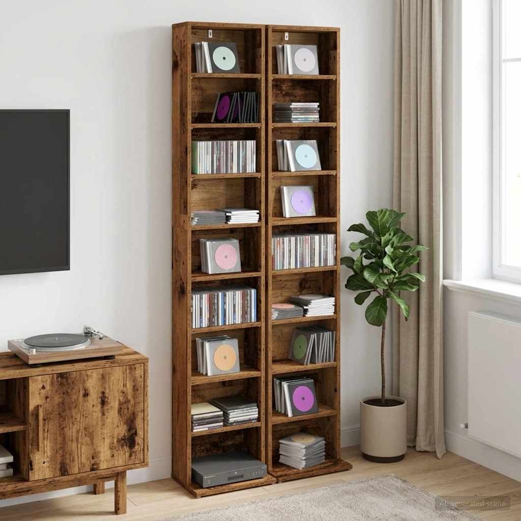 vidaXL Кабинет за CD 2 бр. Дъбова дървесина 33 x 235 x 175 см