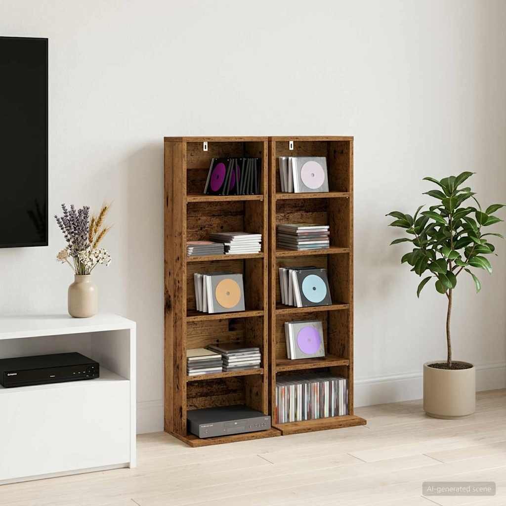 vidaXL Кабинет за CD 2 бр. Дъбова дървесина 33 x 235 x 975 см