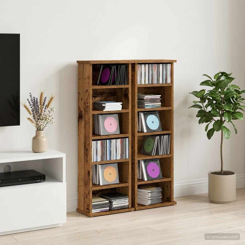 vidaXL Кабинет за CD 2 бр. Дъбова дървесина 60 x 17 x 92 см