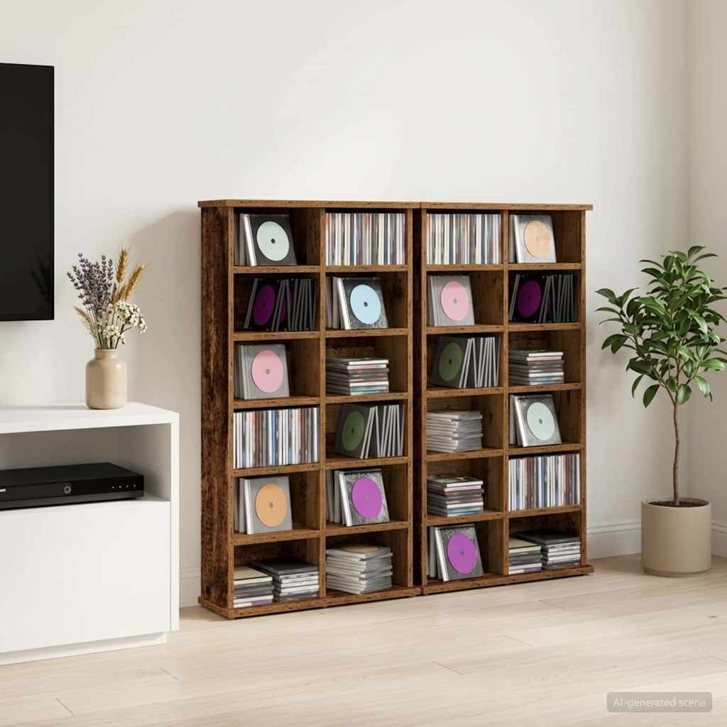 vidaXL Кабинет за CD 2 бр. Дъбова дървесина 60 x 17 x 92 см