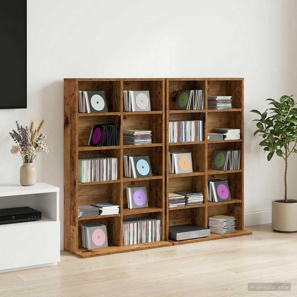 vidaXL Кабинет за CD 2 бр. Дъбова дървесина 65 x 235 x 975 см