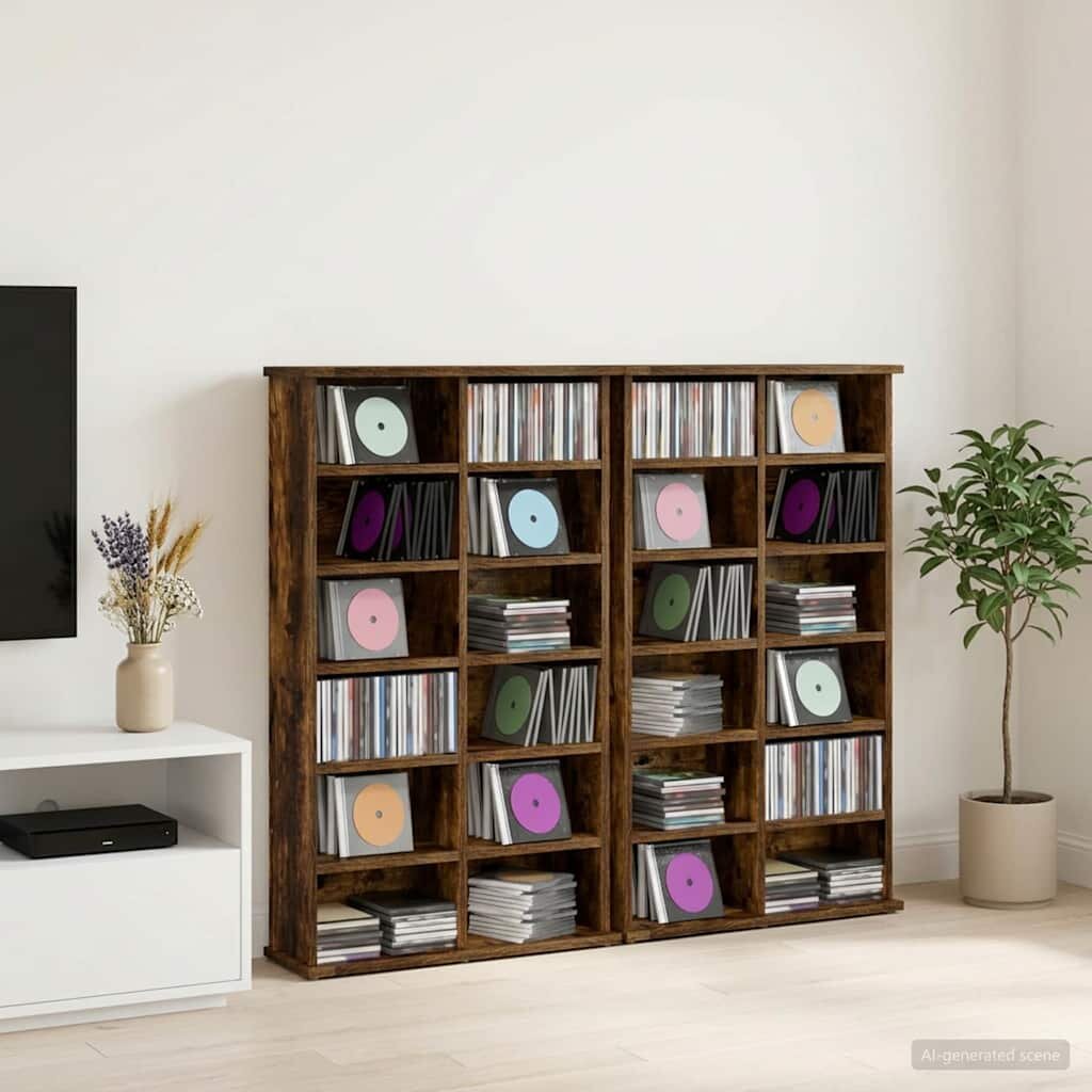 vidaXL Кабинет за CD 2 бр. Опушен дъб 60 x 17 x 92 см