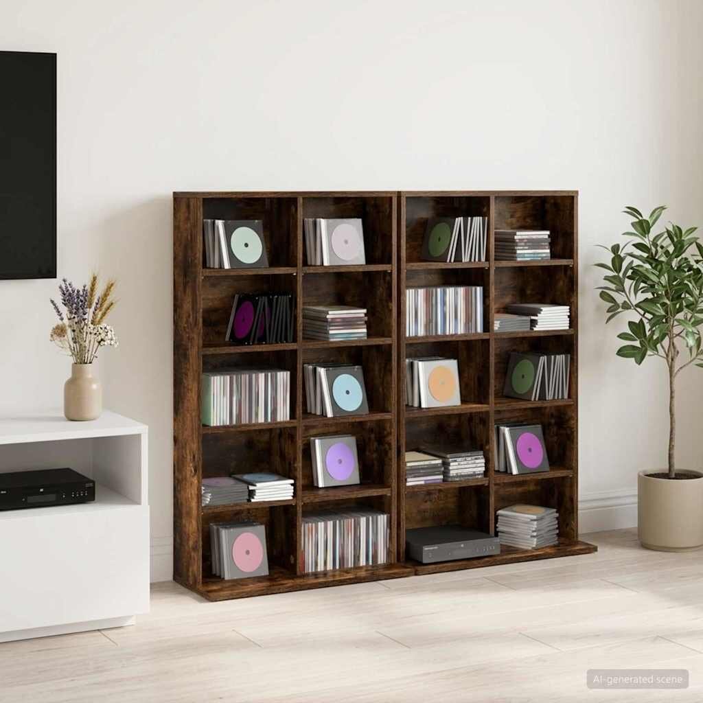 vidaXL Кабинет за CD 2 бр. Опушен дъб 65 x 235 x 975 см