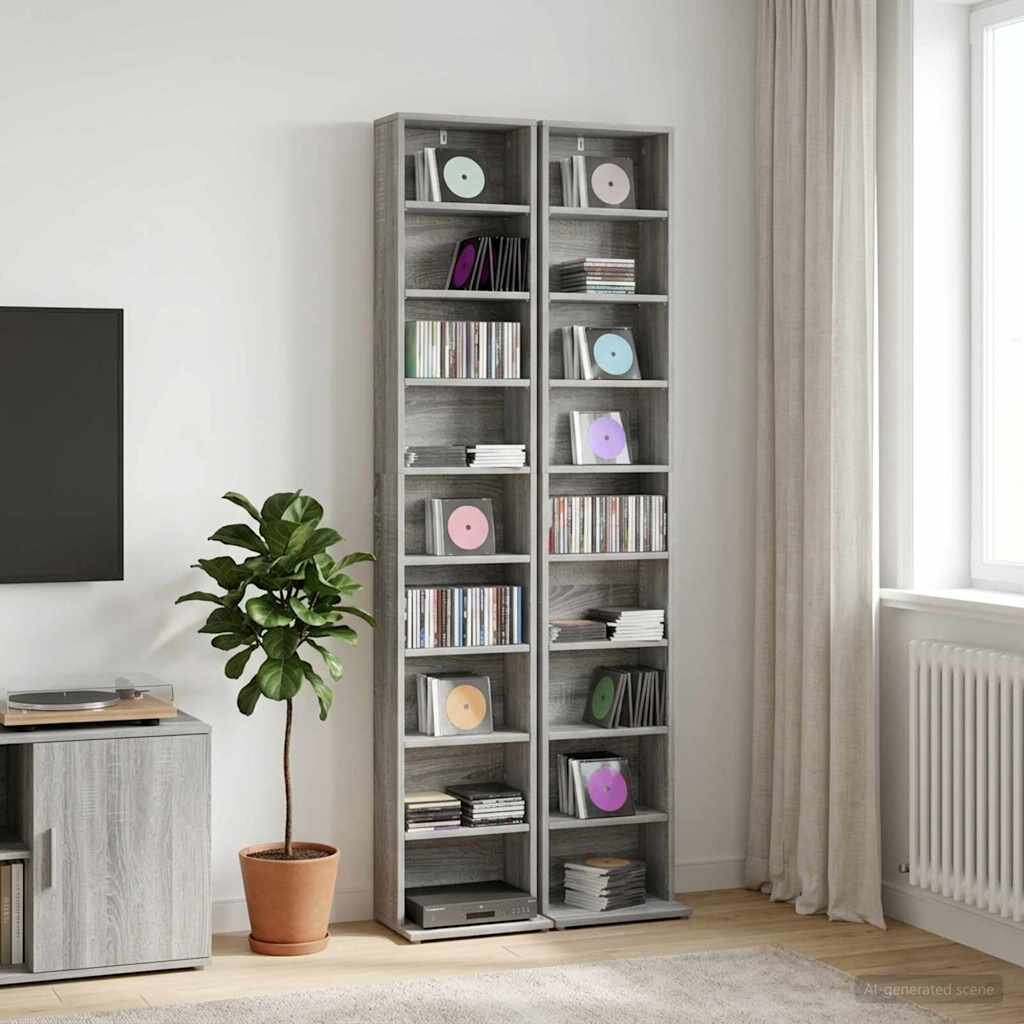 vidaXL Кабинет за CD 2 бр. Сив Сонома 33 x 235 x 175 см