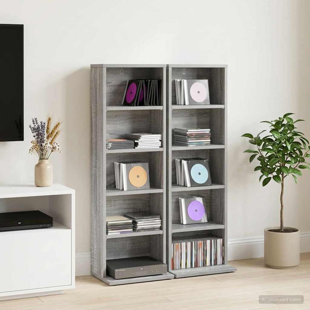 vidaXL Кабинет за CD 2 бр. Сив Сонома 33 x 235 x 975 см