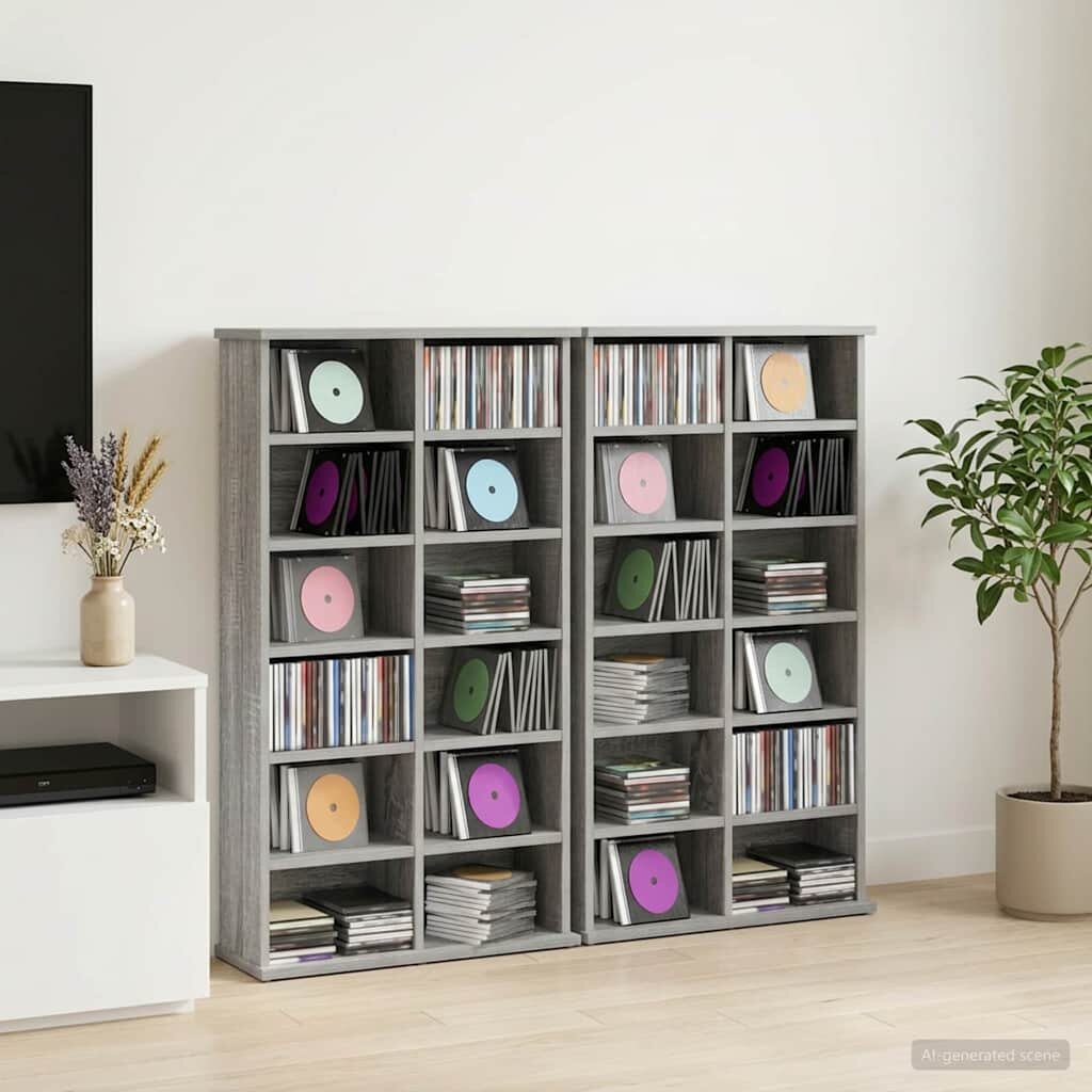 vidaXL Кабинет за CD 2 бр. Сив Сонома 60 x 17 x 92 см