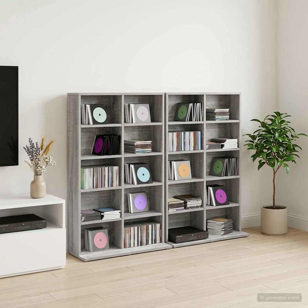 vidaXL Кабинет за CD 2 бр. Сив Сонома 65 x 235 x 975 см