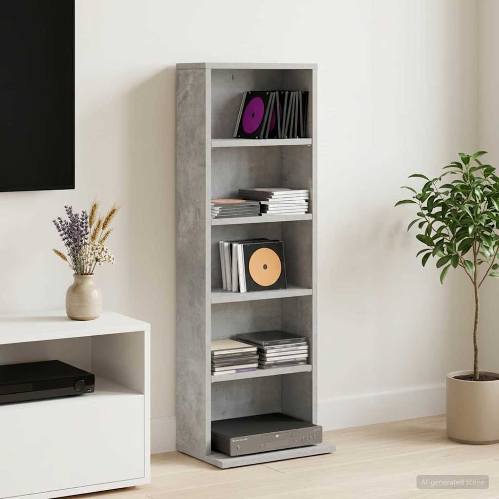 vidaXL Кабинет за CD Бетонно сиво 33 x 235 x 975 см