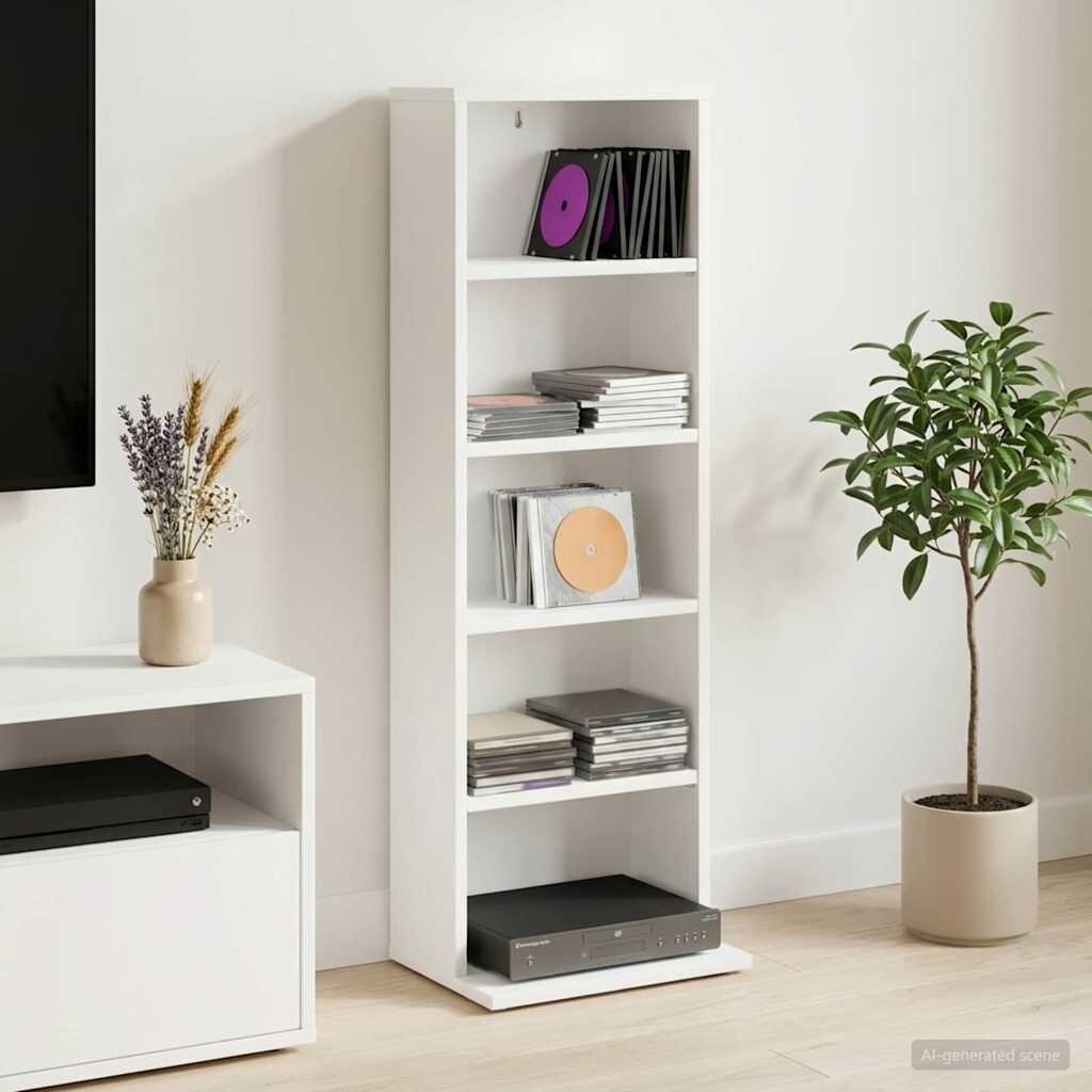 vidaXL Кабинет за CD Бяло 33 x 235 x 975 см Инженерна дървесина