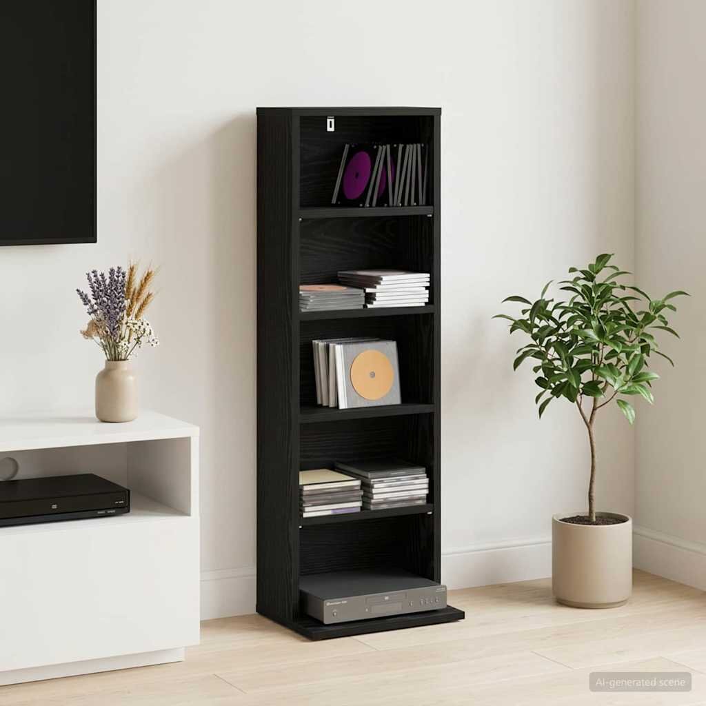 vidaXL Кабинет за CD Черен дъб 33 x 235 x 975 см Инженерна дървесина
