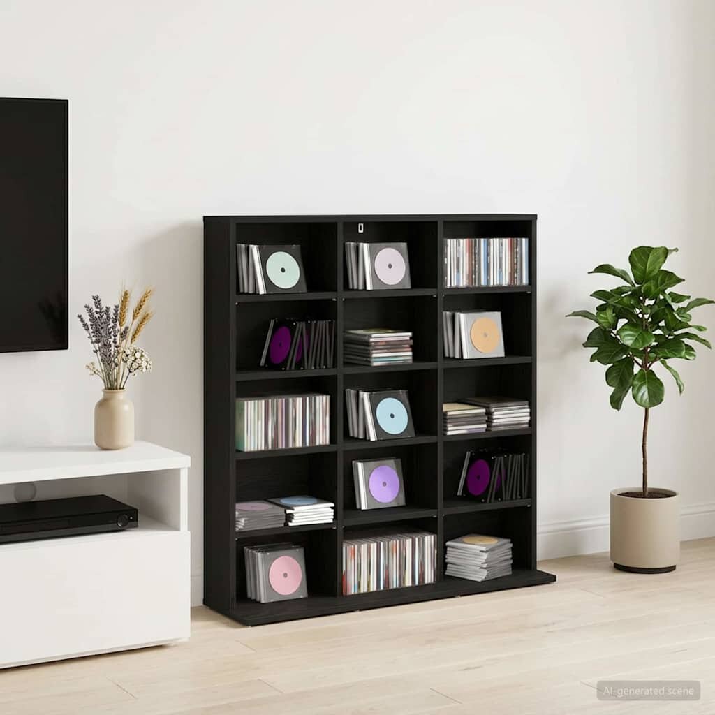 vidaXL Кабинет за CD Черен дъб 96 x 235 x 975 см Инженерна дървесина