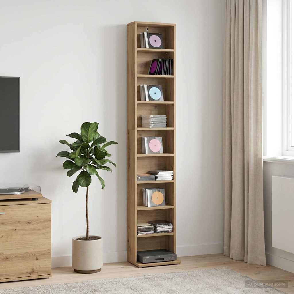 vidaXL Кабинет за CD Дъб артизан 33 x 235 x 175 см