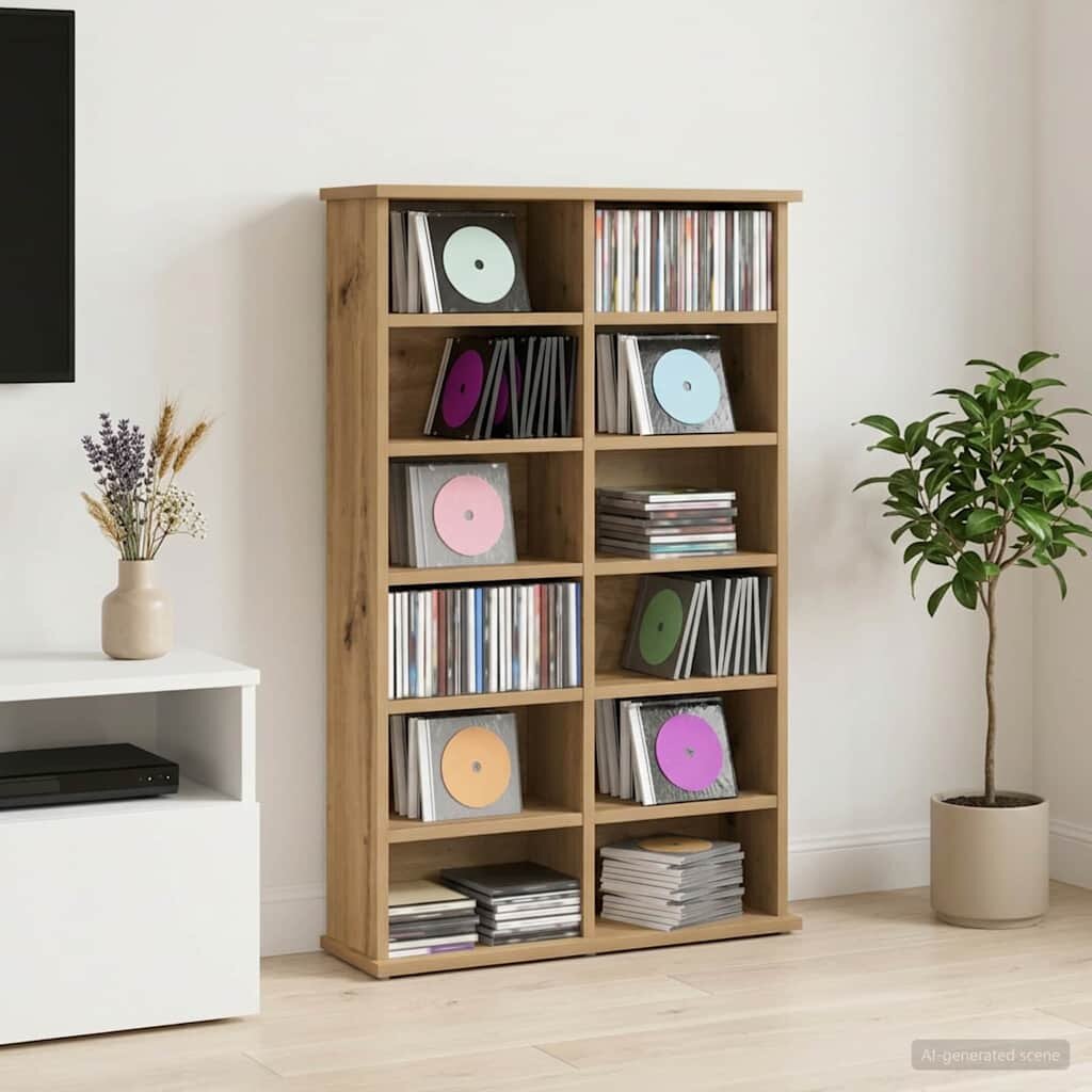 vidaXL Кабинет за CD Дъб артизан 60 x 17 x 92 см Инженерна дървесина