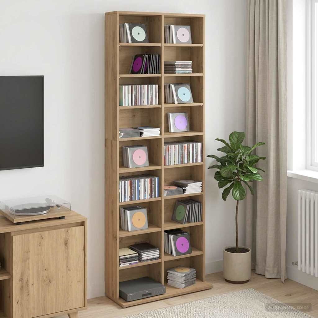 vidaXL Кабинет за CD Дъб артизан 65 x 235 x 175 см