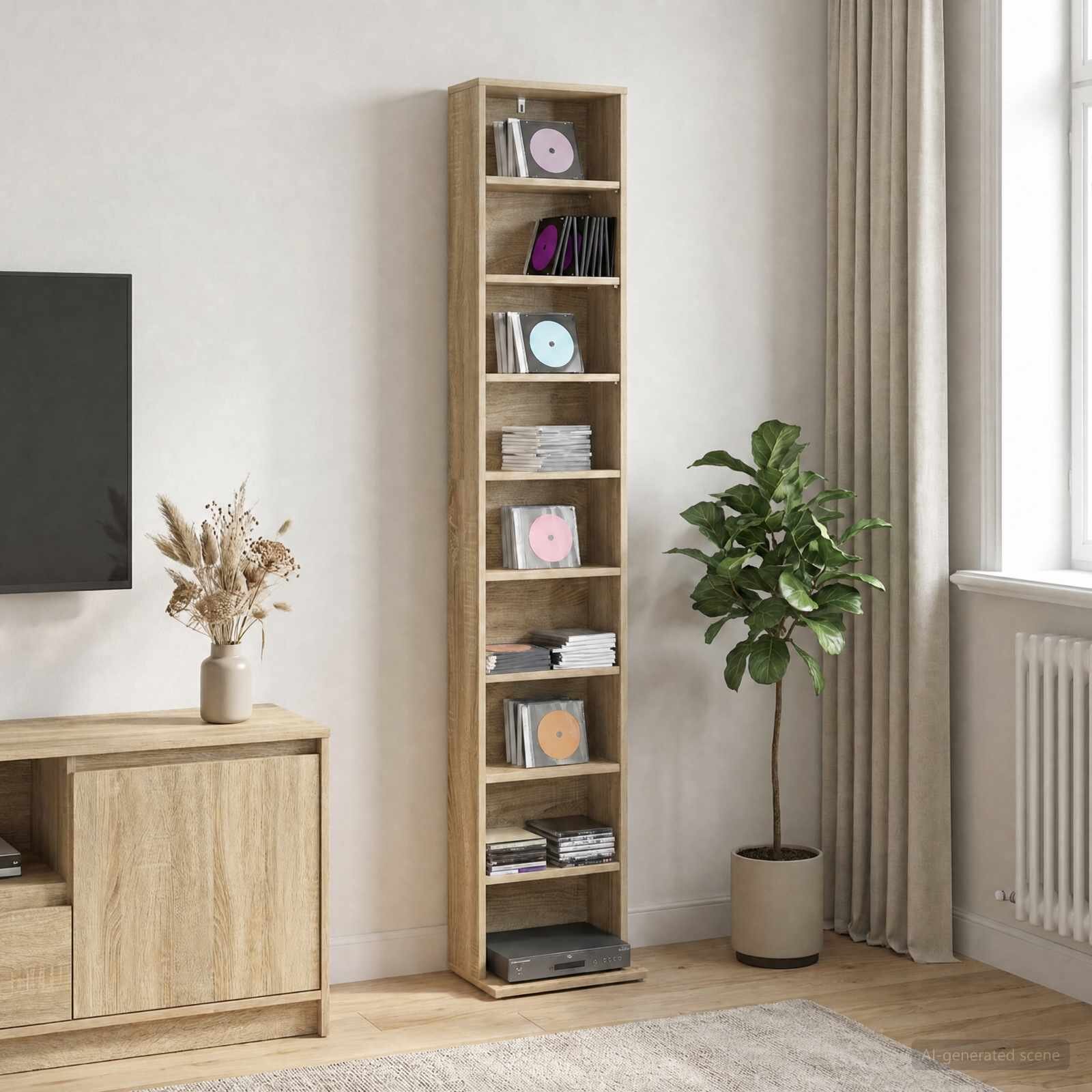 vidaXL Кабинет за CD Дъб сонома 33 x 235 x 175 см Инженерна дървесина