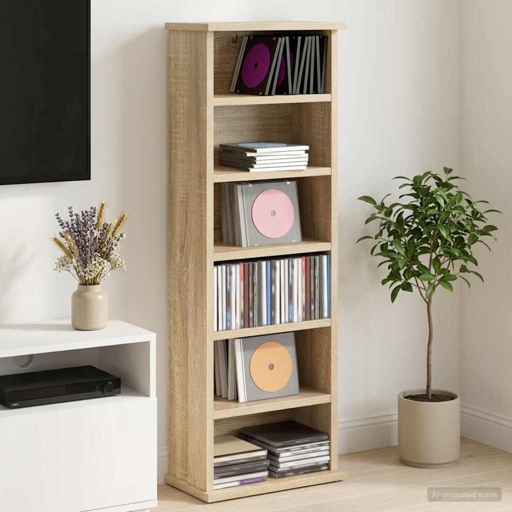 vidaXL Кабинет за CD Дъб сонома 60 x 17 x 92 см Инженерна дървесина