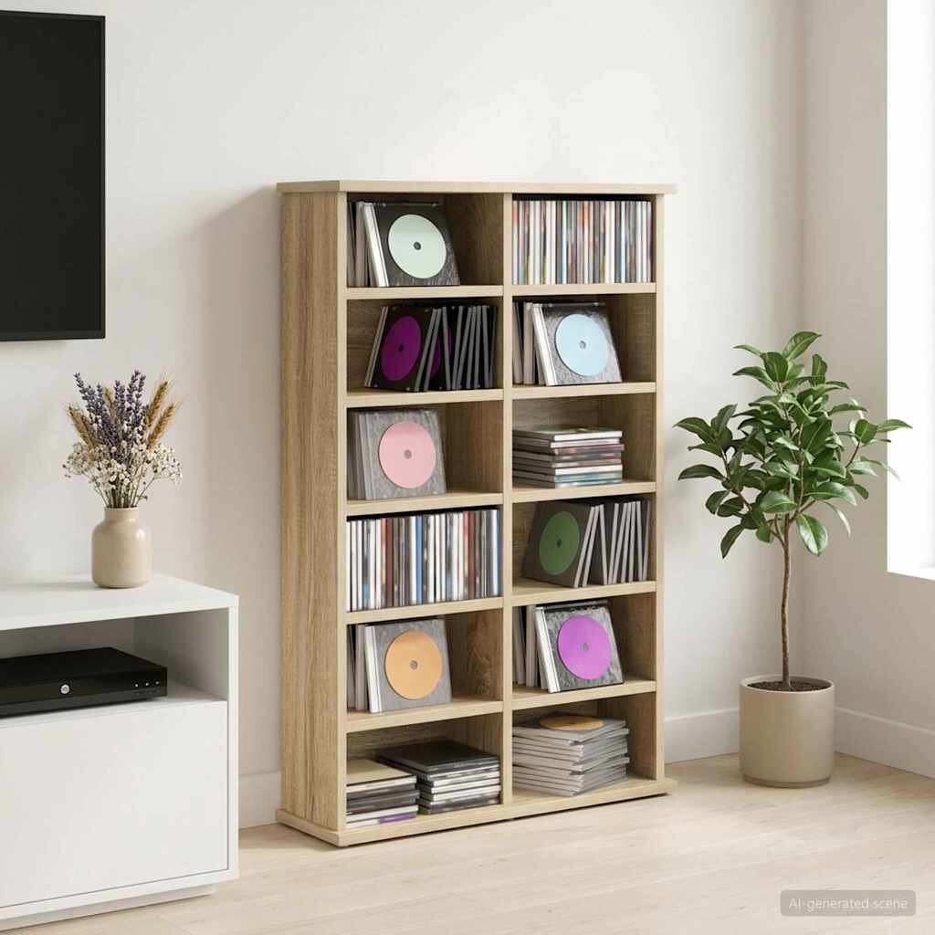 vidaXL Кабинет за CD Дъб сонома 60 x 17 x 92 см Инженерна дървесина