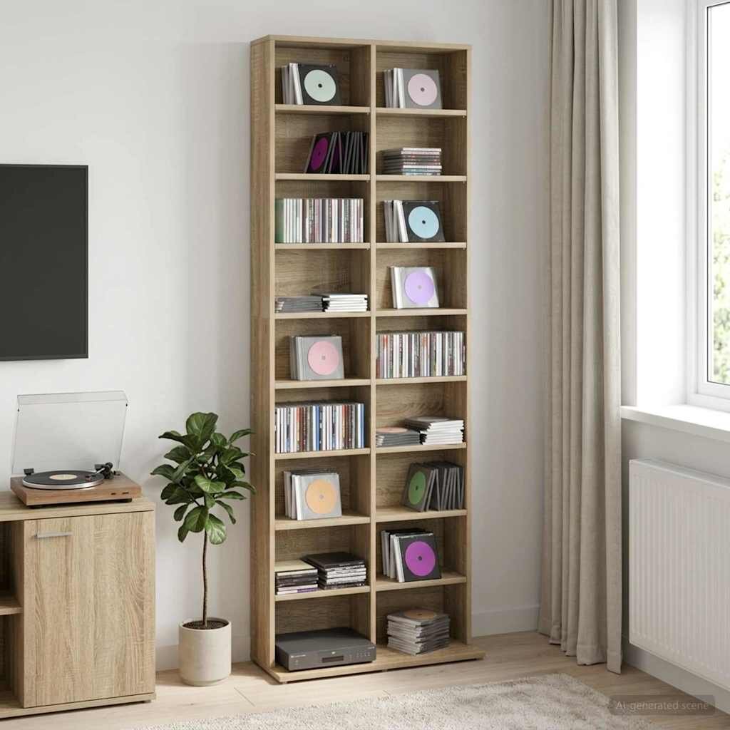 vidaXL Кабинет за CD Дъб сонома 65 x 235 x 175 см Инженерна дървесина