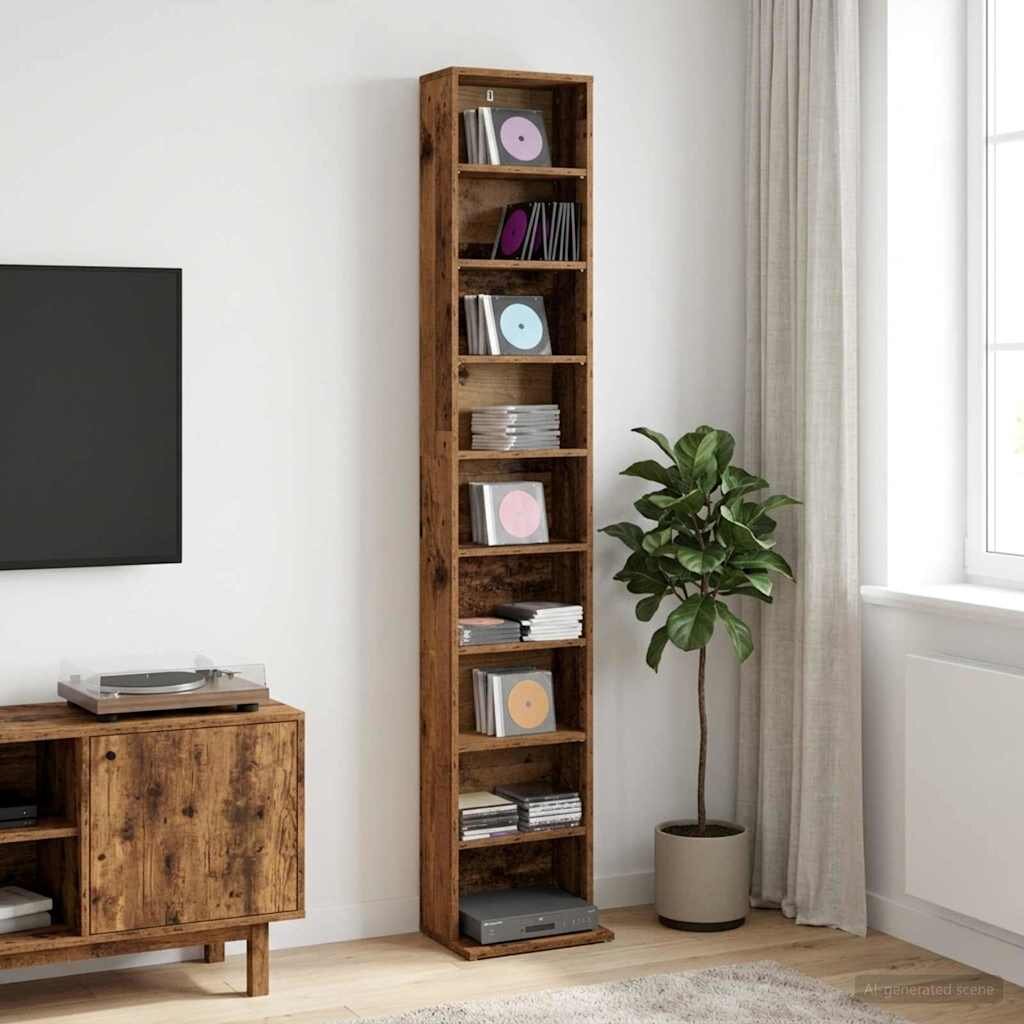 vidaXL Кабинет за CD Дъбова дървесина 33 x 235 x 175 см
