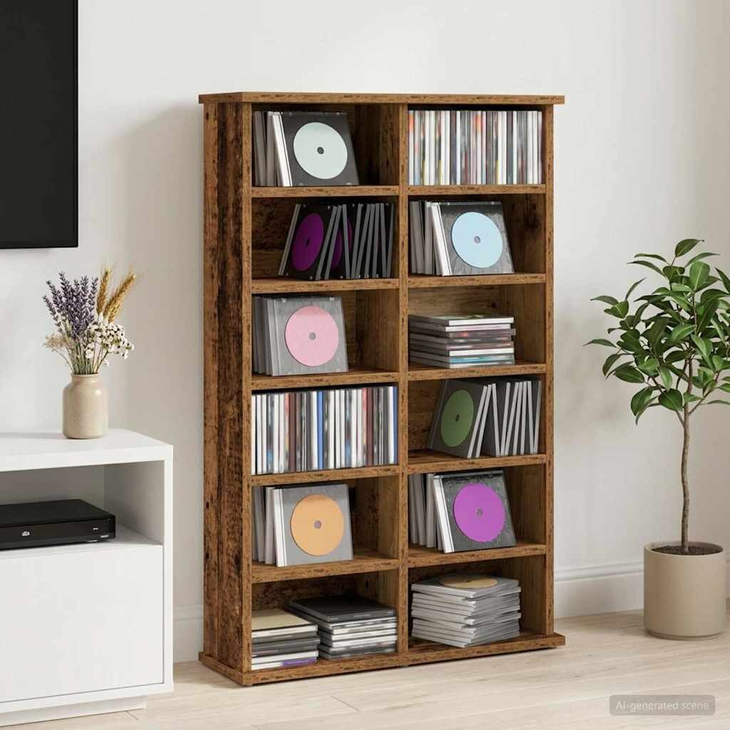 vidaXL Кабинет за CD Дъбова дървесина 60 x 17 x 92 см