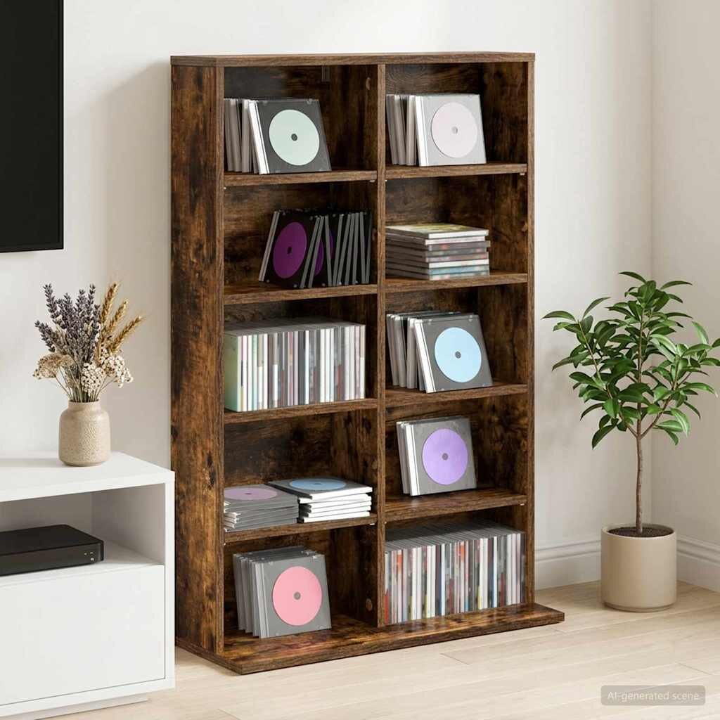 vidaXL Кабинет за CD Опушен дъб 65 x 235 x 975 см