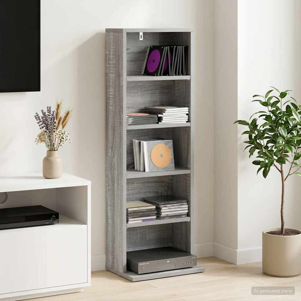 vidaXL Кабинет за CD Сив Сонома 33 x 235 x 975 см