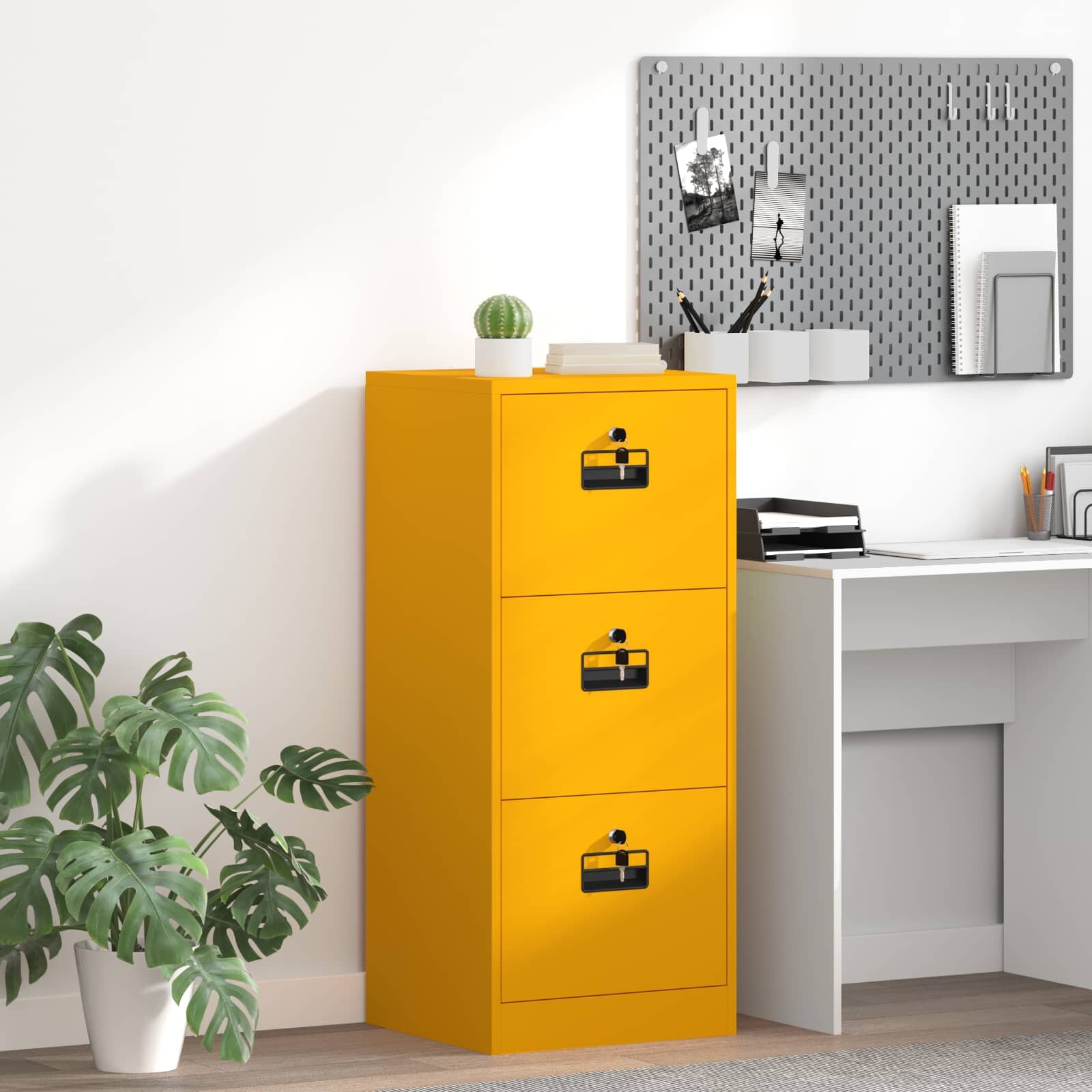 vidaXL Кабинет за файлове Горчично жълто 455 x 42 x 1065 см