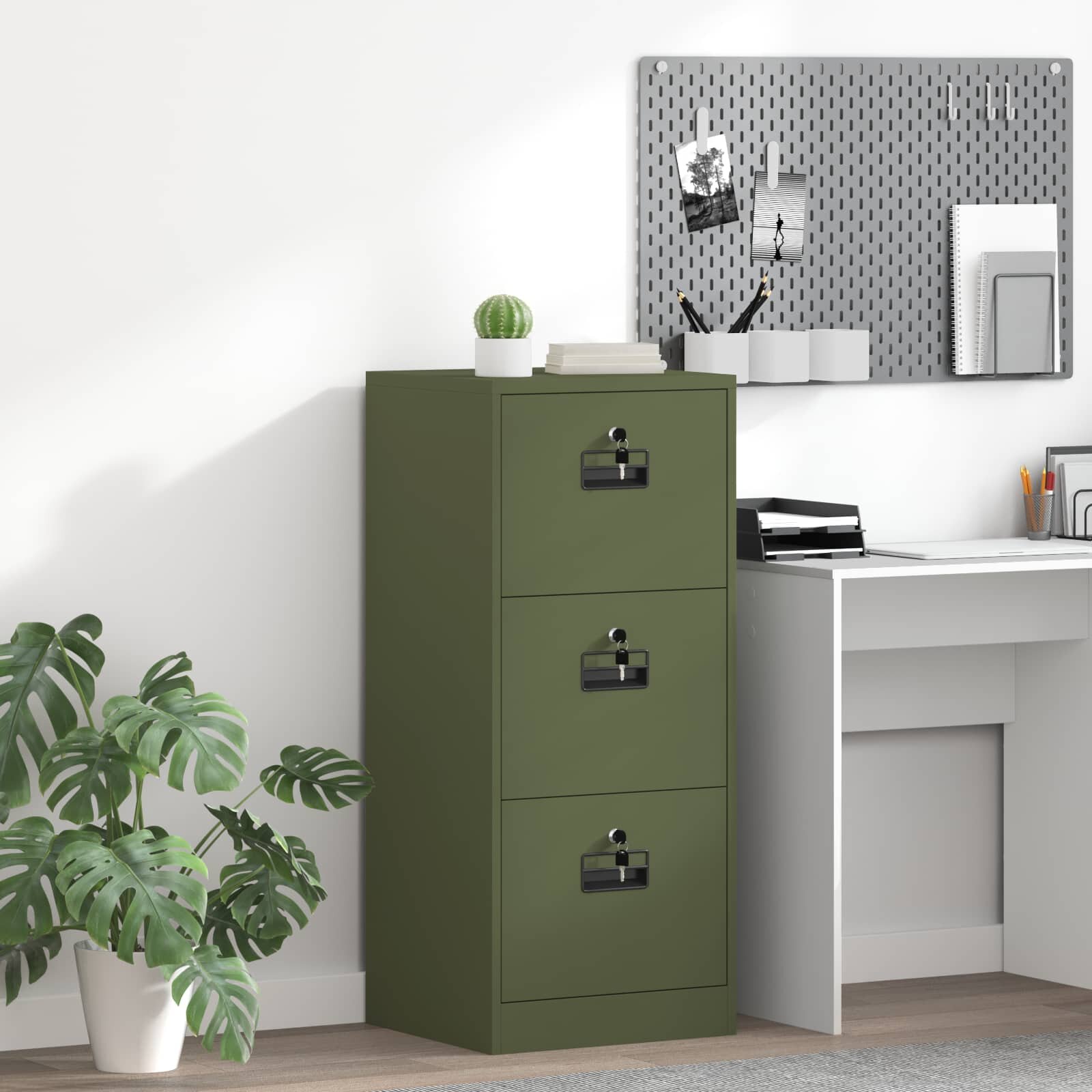 vidaXL Кабинет за файлове Маслинено зелено 455 x 42 x 1065 см