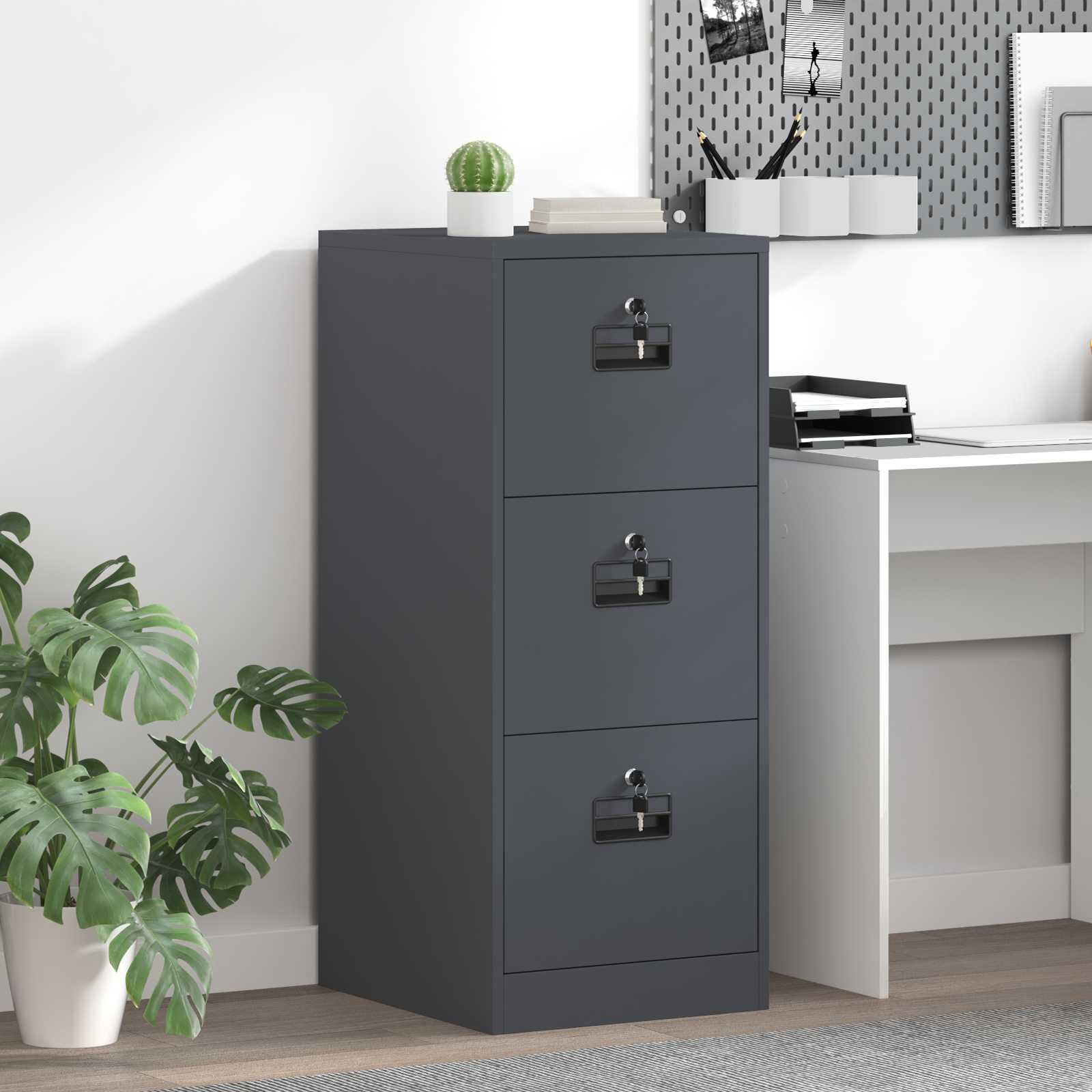 vidaXL Кабинет за файлове с чекмедже Антрацит 44 x 50 x 106.5 см