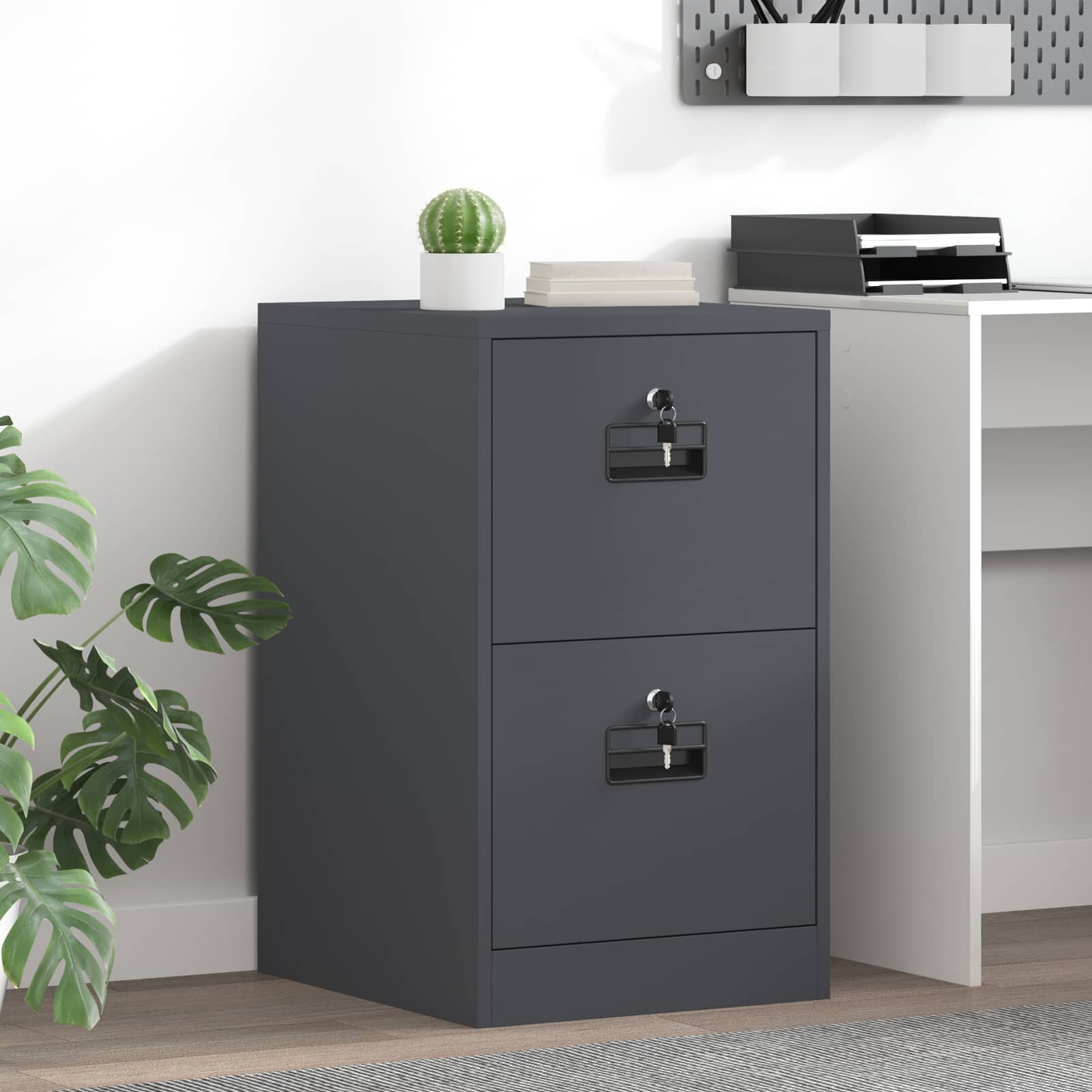 vidaXL Кабинет за файлове с чекмедже Антрацит 44 x 50 x 745 см