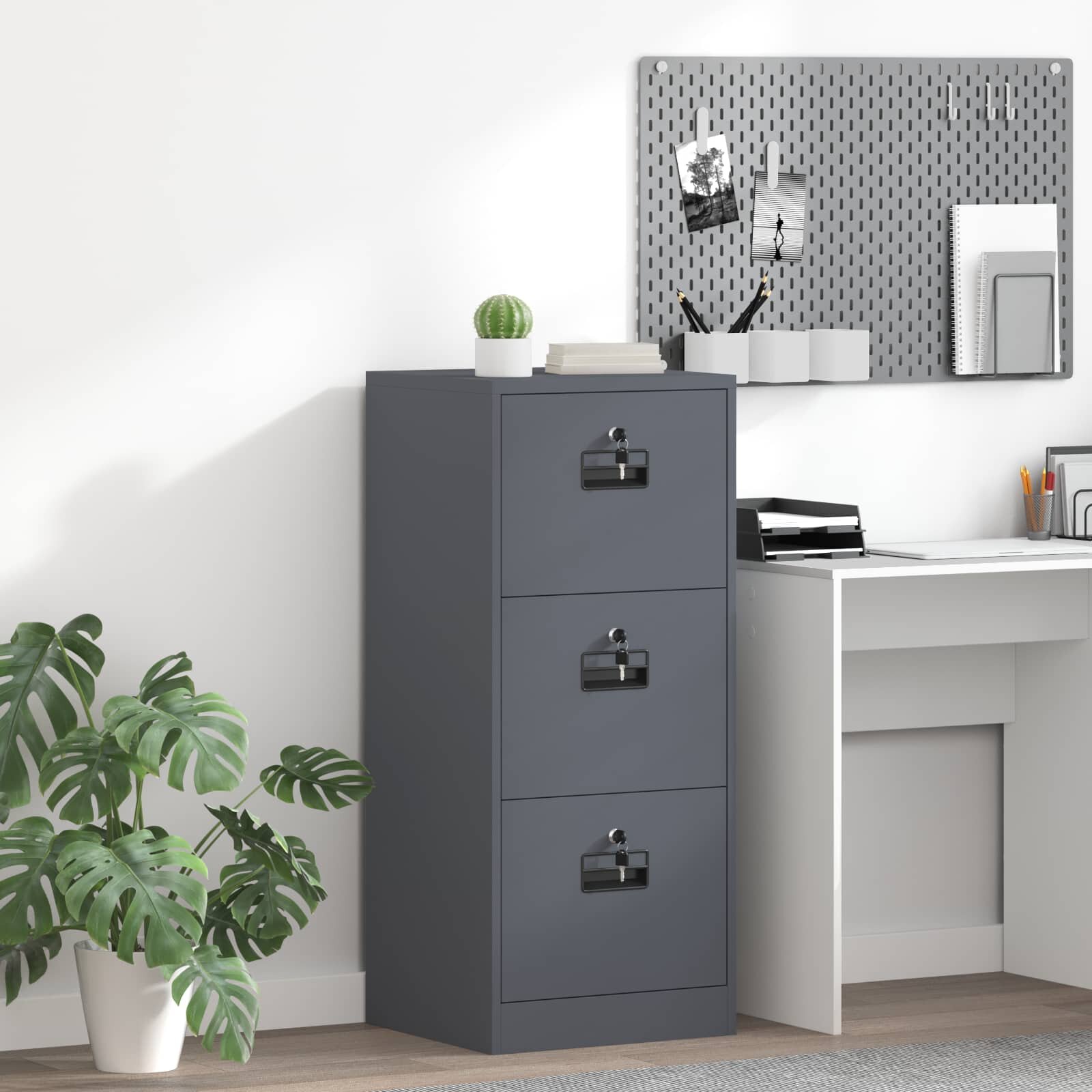 vidaXL Кабинет за файлове с чекмедже Антрацит 455 x 42 x 1065 см
