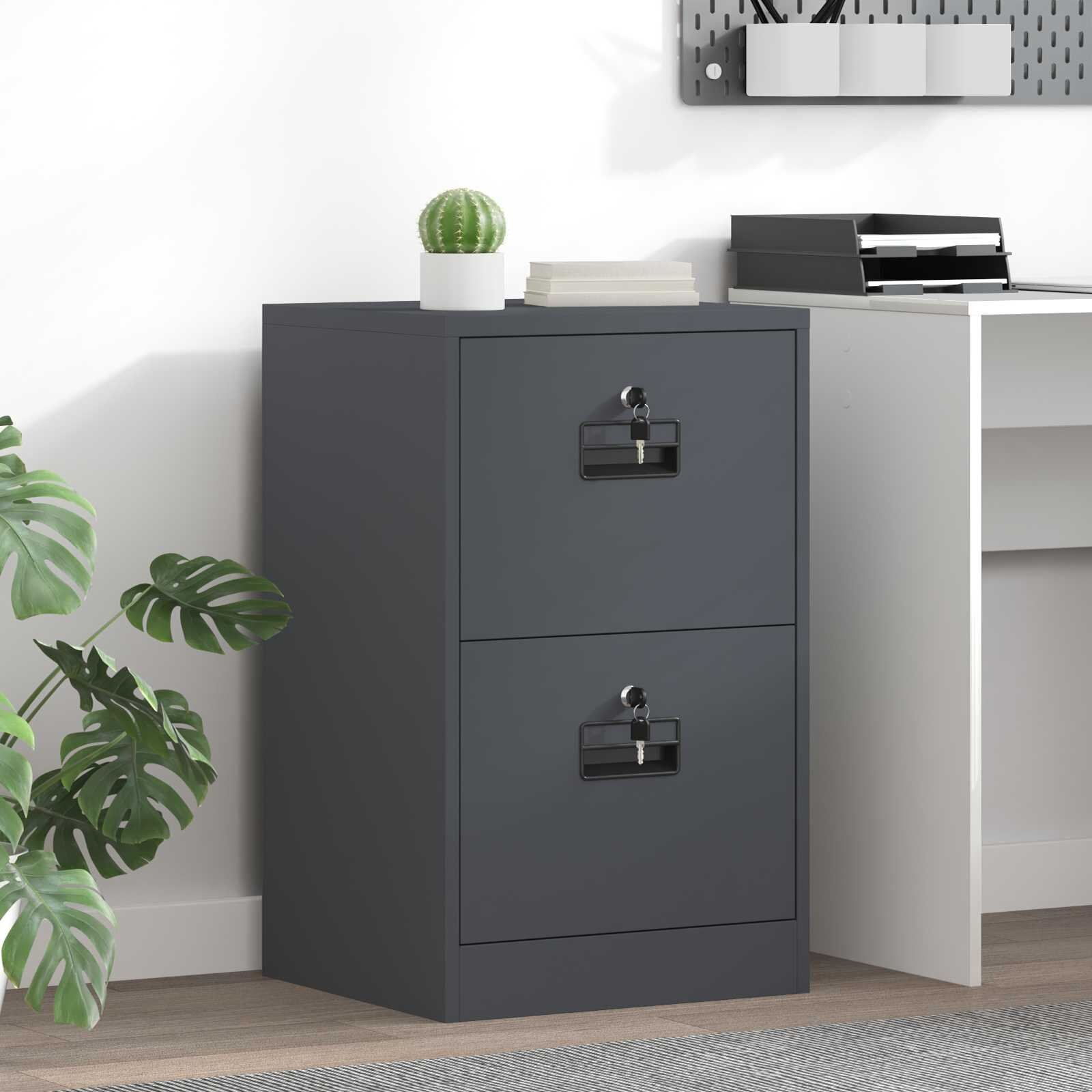 vidaXL Кабинет за файлове с чекмедже Антрацит 455 x 42 x 745 см