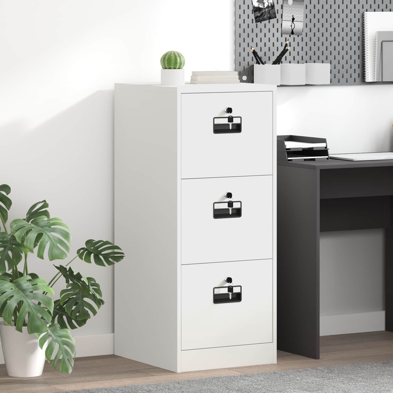 vidaXL Кабинет за файлове с чекмедже Бяло 44 x 50 x 106.5 см