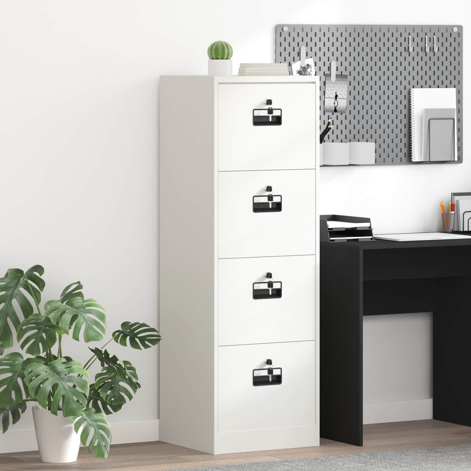 vidaXL Кабинет за файлове с чекмедже Бяло 455 x 42 x 139 см