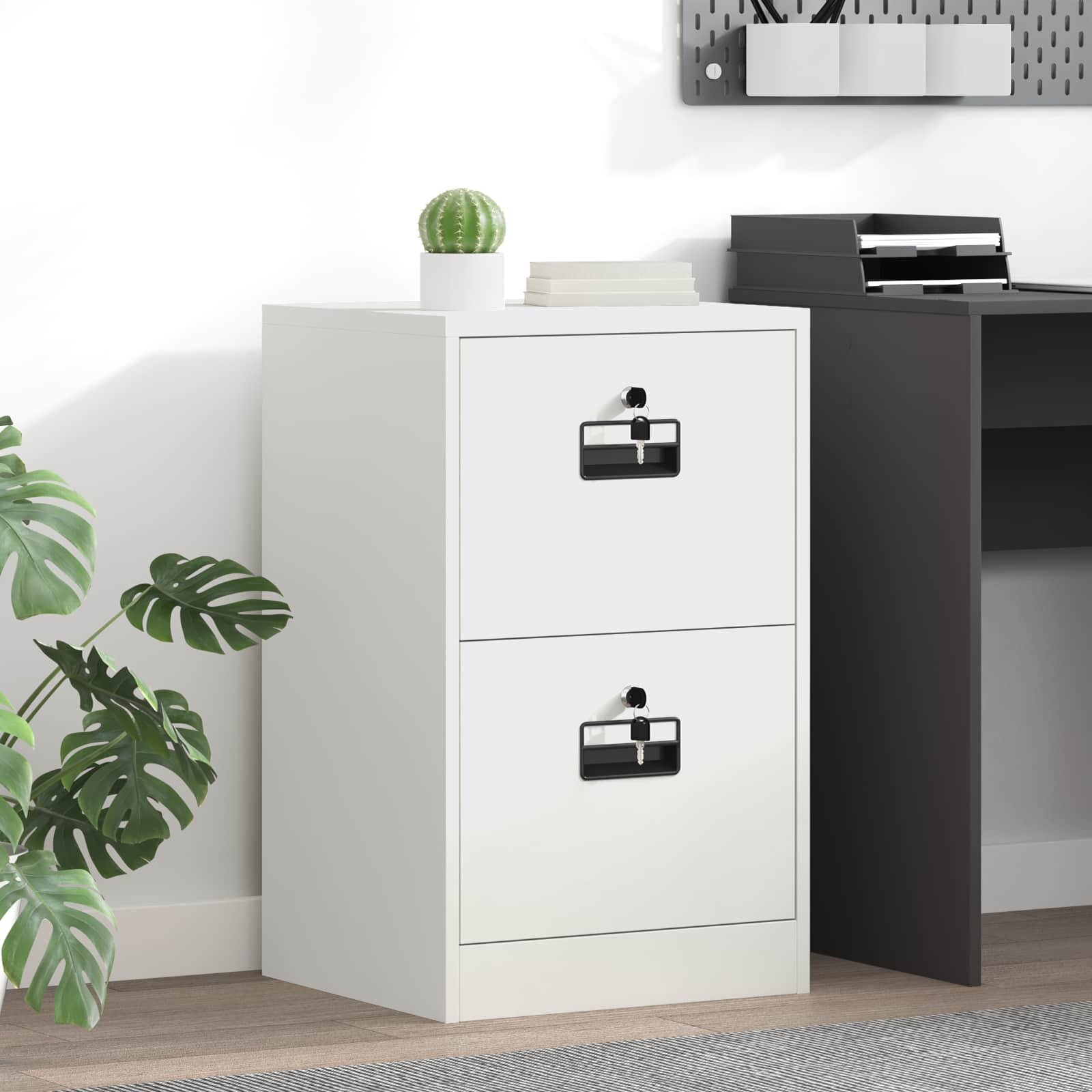 vidaXL Кабинет за файлове с чекмедже Бяло 455 x 42 x 745 см