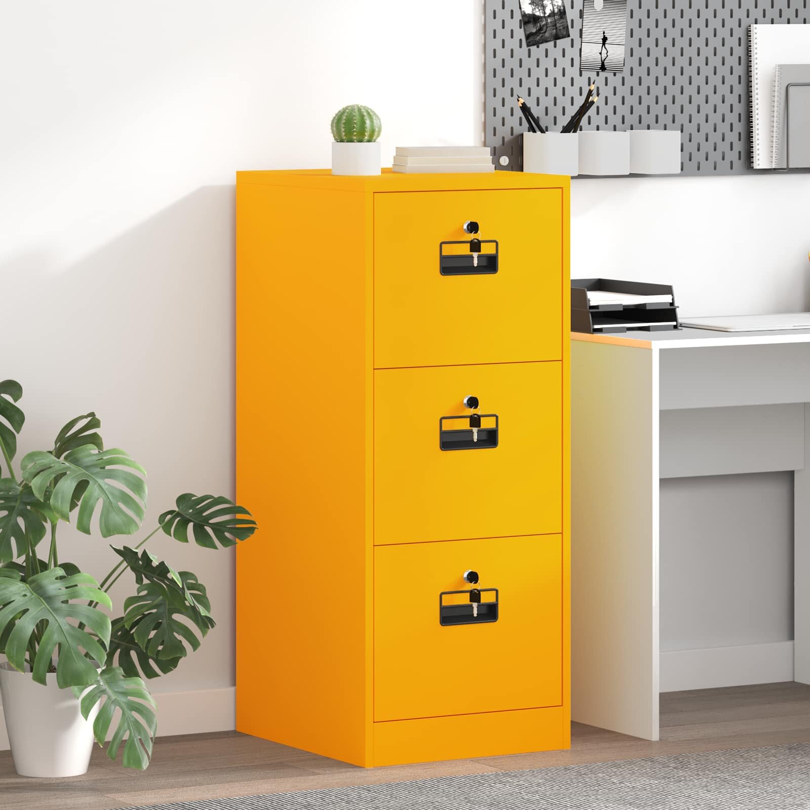 vidaXL Кабинет за файлове с чекмедже Горчично жълто 44 x 50 x 106.5 см