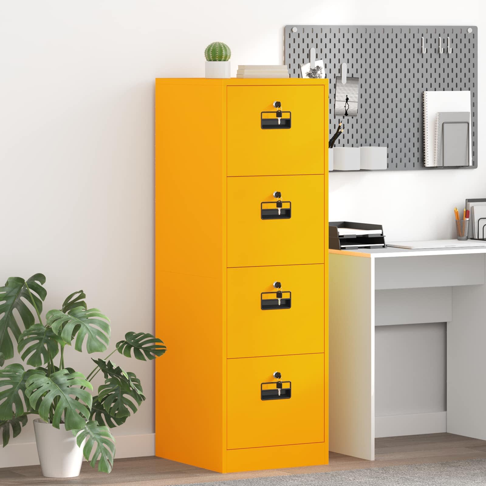 vidaXL Кабинет за файлове с чекмедже Горчично жълто 44 x 50 x 139 см