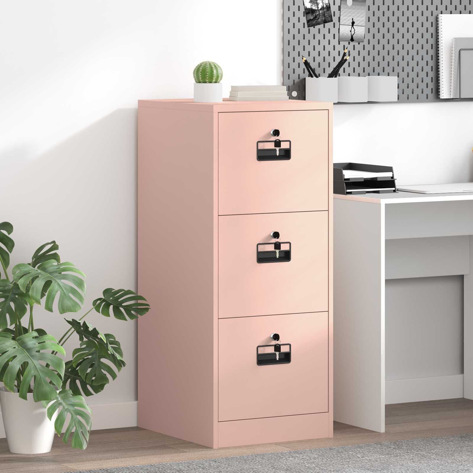 vidaXL Кабинет за файлове с чекмедже Розово 44 x 50 x 106.5 см