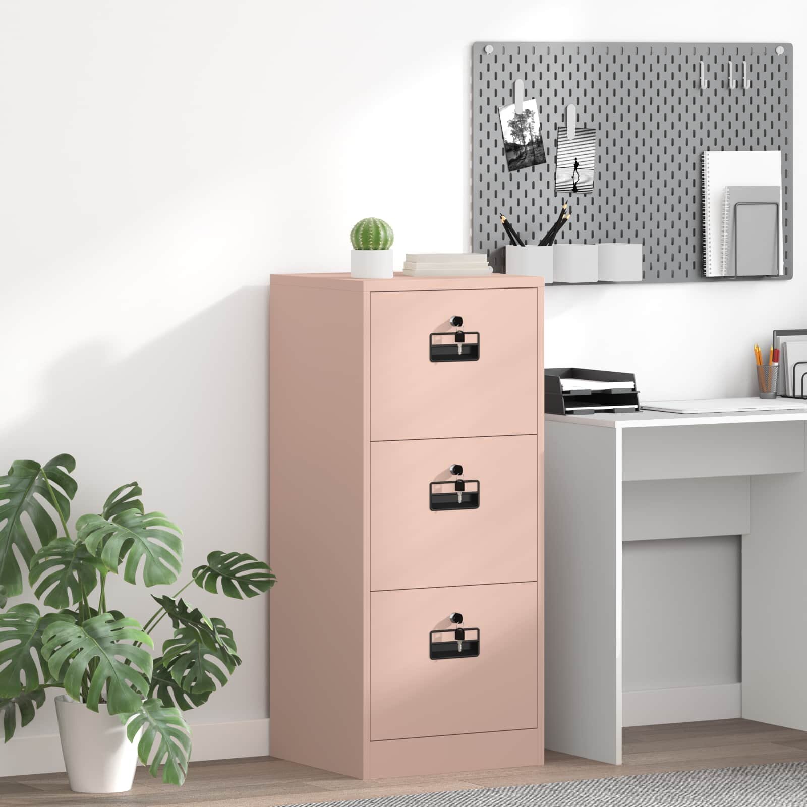 vidaXL Кабинет за файлове с чекмедже Розово 455 x 42 x 1065 см