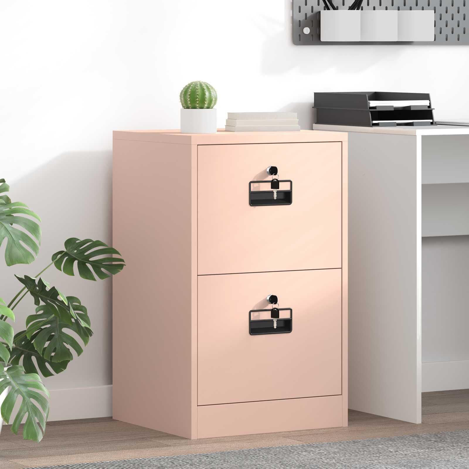 vidaXL Кабинет за файлове с чекмедже Розово 455 x 42 x 745 см