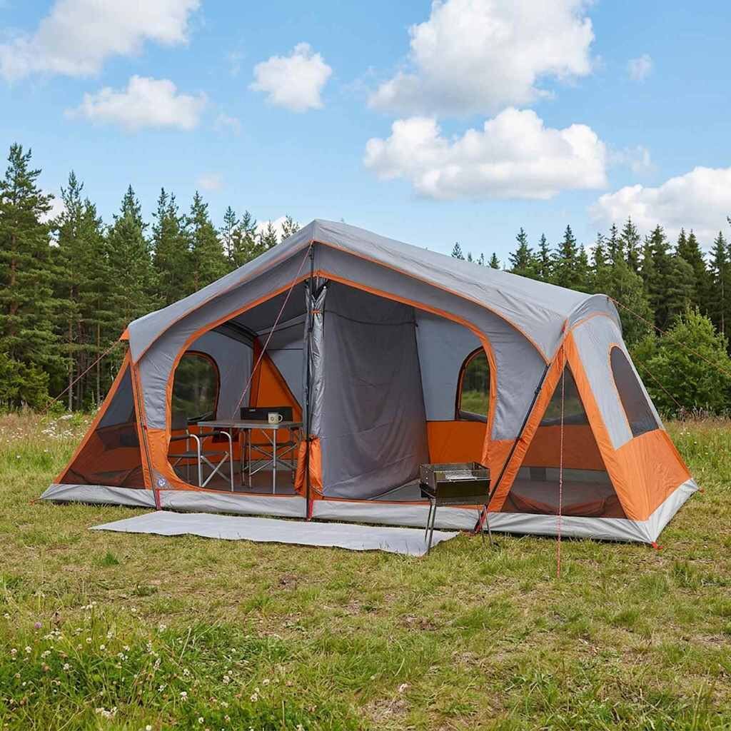 vidaXL Кабинна палатка с покрив Сив и оранжев 480 x 273 x 205 см