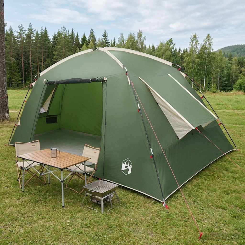 vidaXL Кабинна палатка с покрив Зелено 400 x 210 x 180 см Полиестер