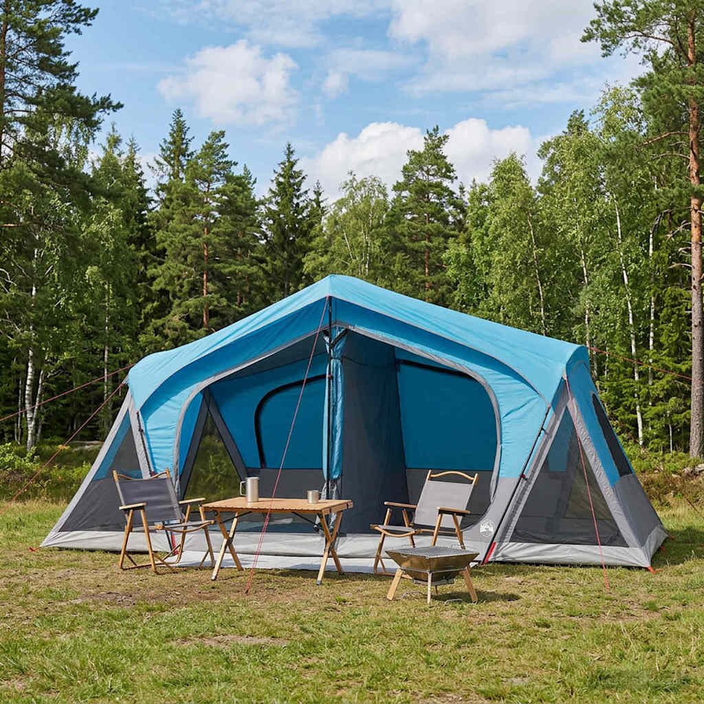 vidaXL Кабинна палатка Синьо 480 x 273 x 205 см Полиестер и стомана