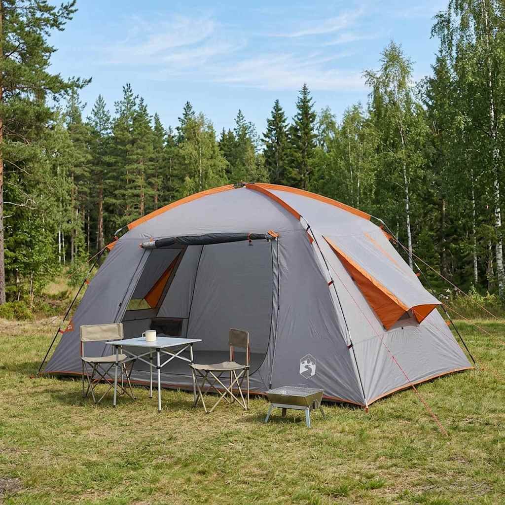 vidaXL Кабинна палатка Сив и оранжев 400 x 210 x 180 см Полиестер