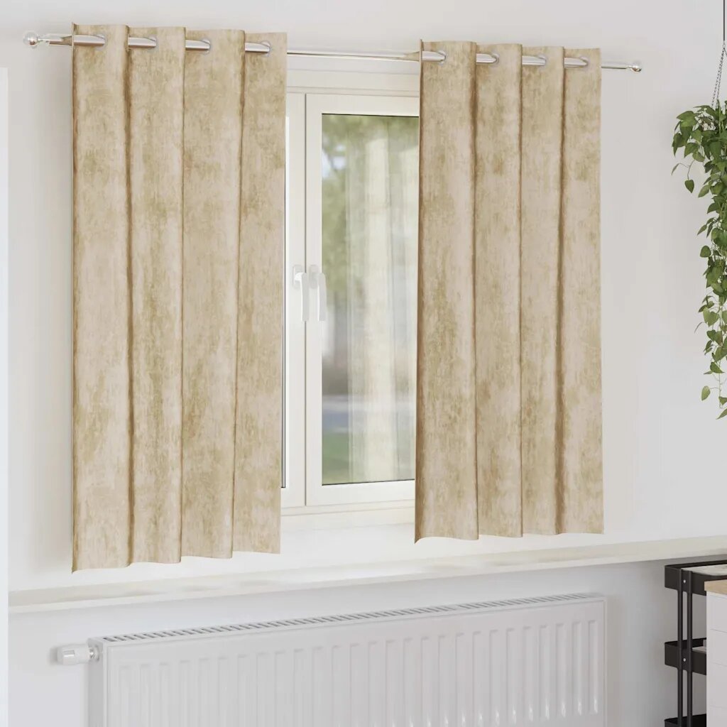 vidaXL Кадифени завеси 2 бр. Крем 175 x 140 см Кадифе