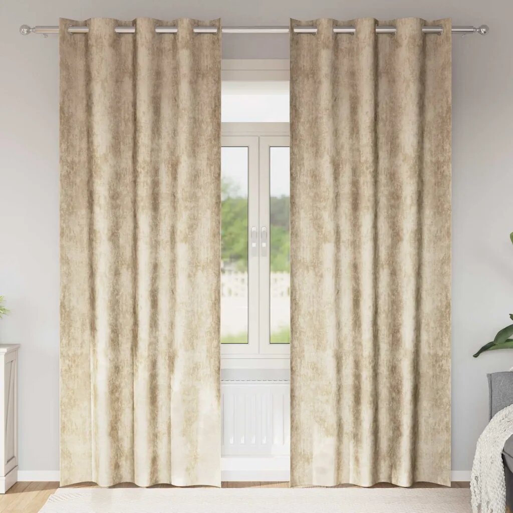 vidaXL Кадифени завеси 2 бр. Крем 245 x 140 см Кадифе