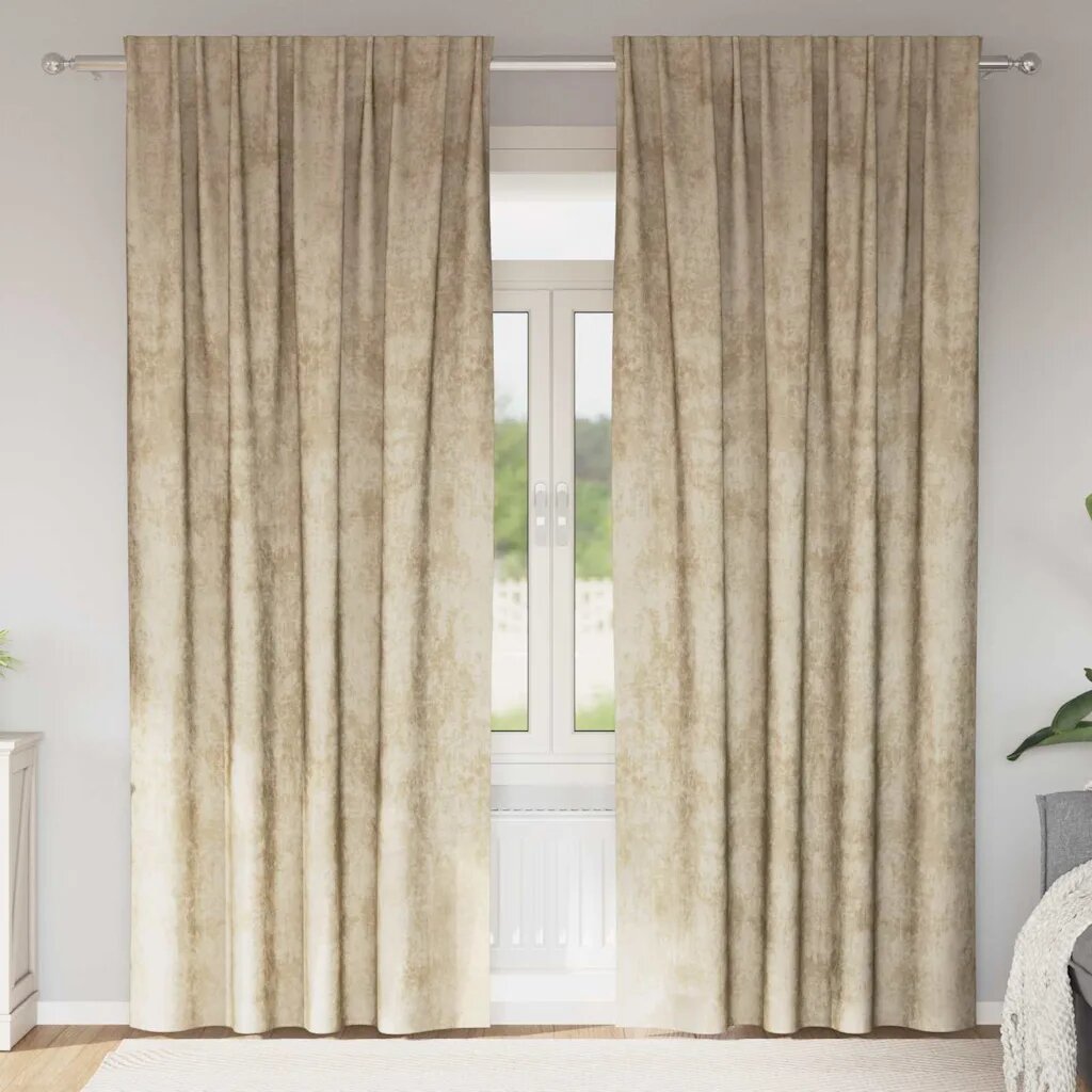 vidaXL Кадифени завеси 2 бр. Крем 245 x 140 см Кадифе